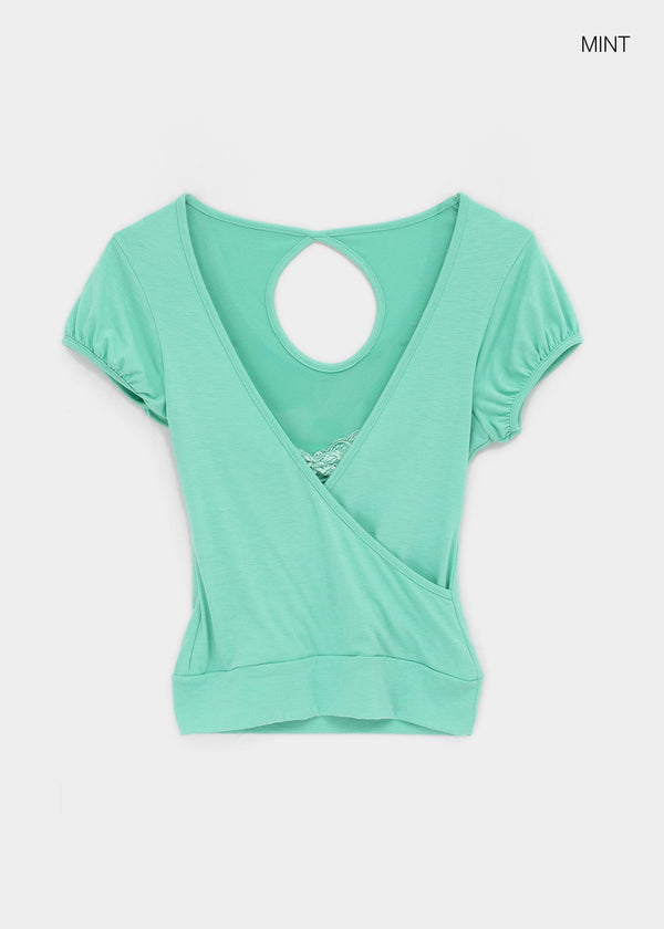 Meko Lace Wrap Short Sleeve Tee