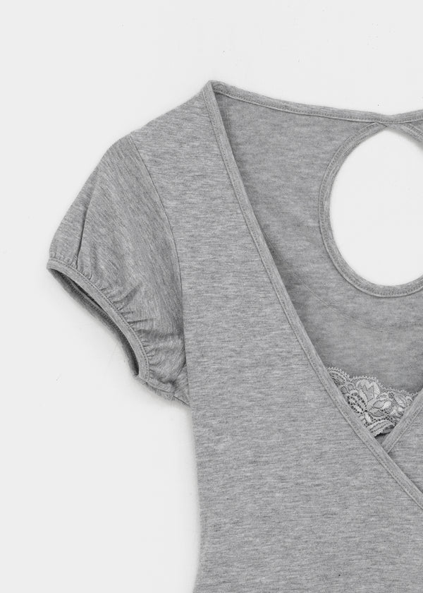 Meko Lace Wrap Short Sleeve Tee