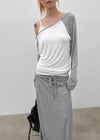Tame boat neck raglan long sleeves