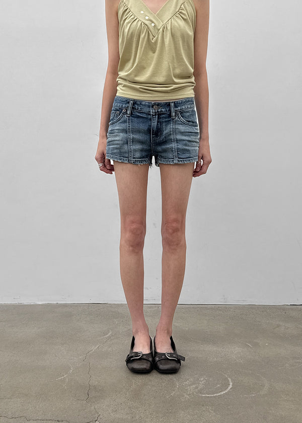 Murky low-waisted denim shorts
