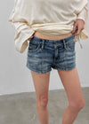 Murky low-waisted denim shorts