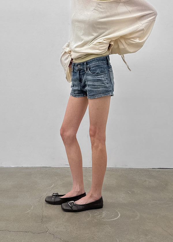 Murky low-waisted denim shorts