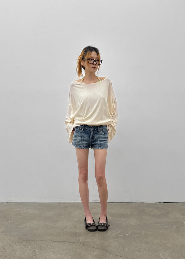 Murky low-waisted denim shorts