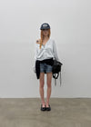 Murky low-waisted denim shorts