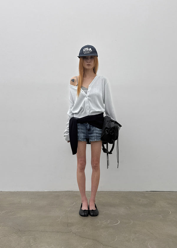 Murky low-waisted denim shorts