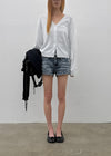 Murky low-waisted denim shorts