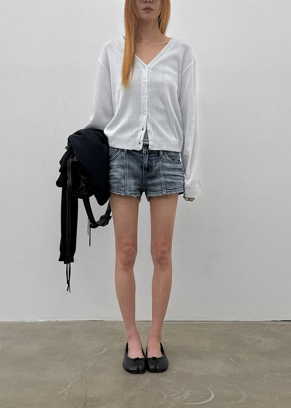 Murky low-waisted denim shorts