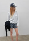 Murky low-waisted denim shorts