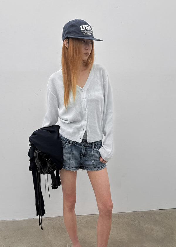 Murky low-waisted denim shorts