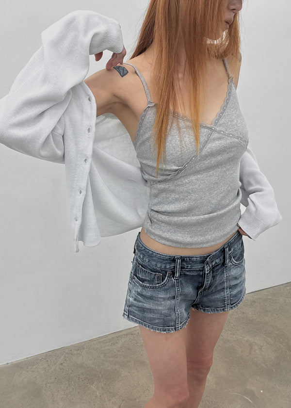 Murky low-waisted denim shorts