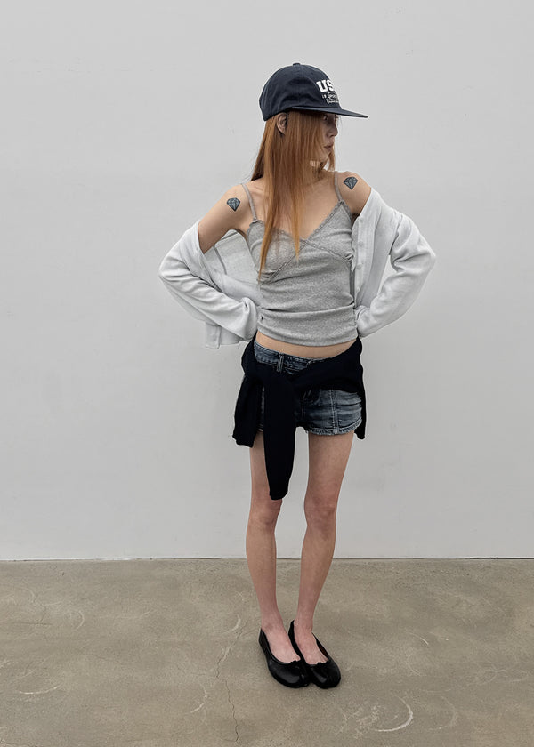 Murky low-waisted denim shorts