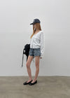 Murky low-waisted denim shorts