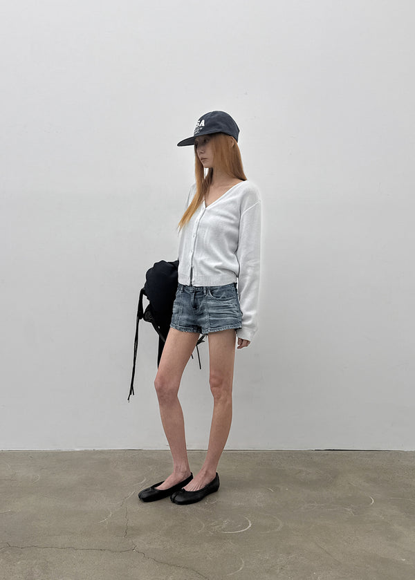 Murky low-waisted denim shorts