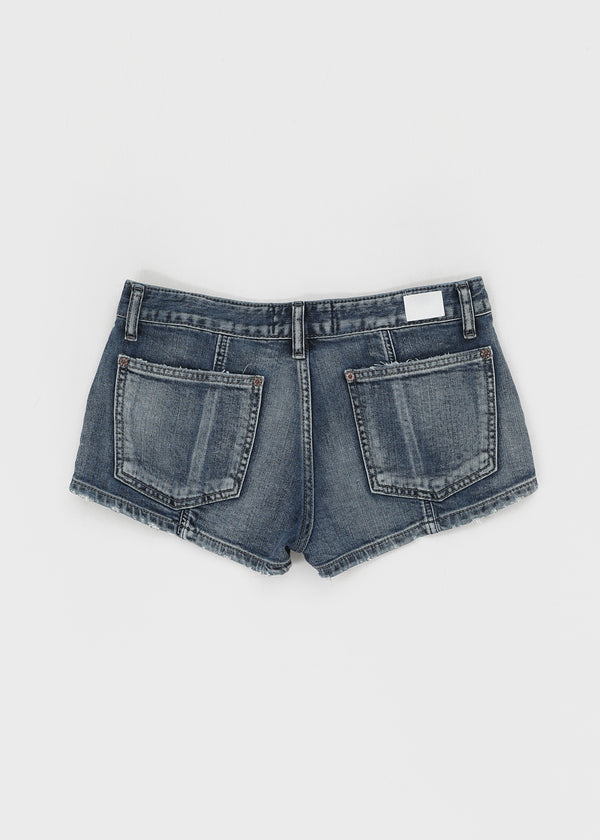 Murky low-waisted denim shorts