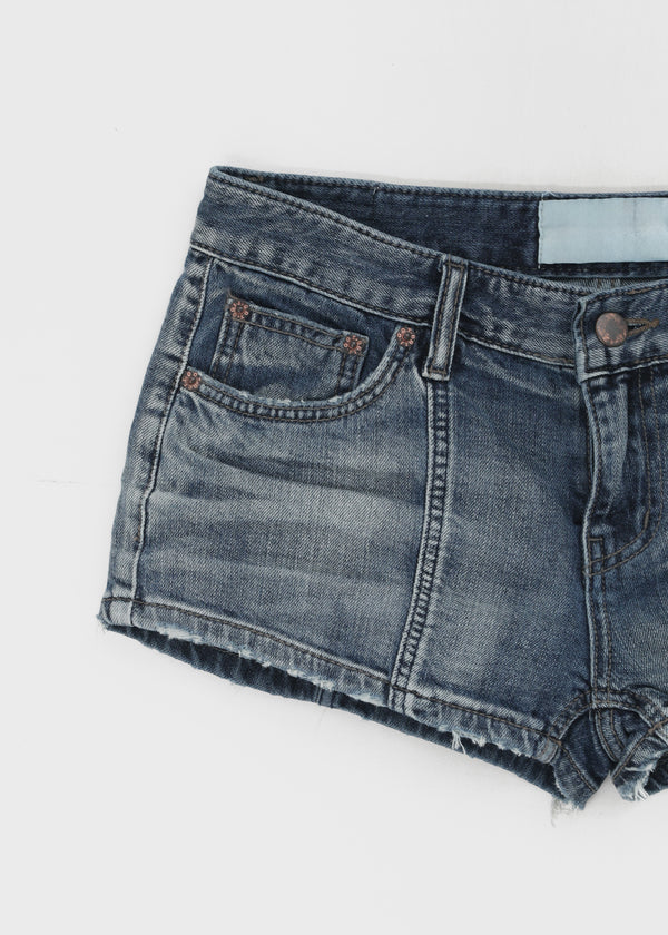 Murky low-waisted denim shorts