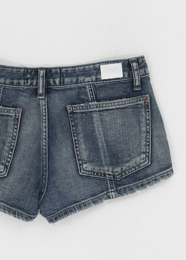 Murky low-waisted denim shorts