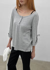 Swerve Henley Neck Rolled-up 3/4 Sleeve Tee