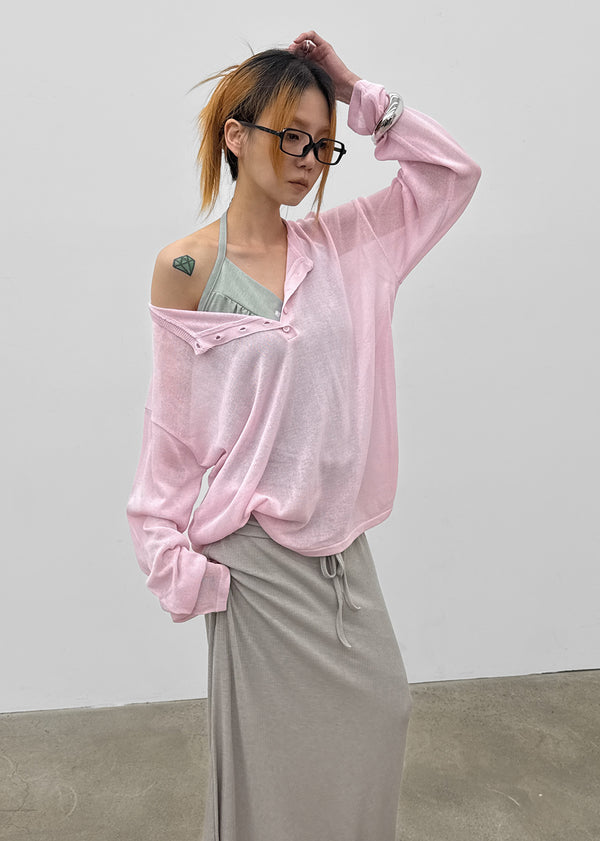 Scant Loose Fit Henley Neck Knit