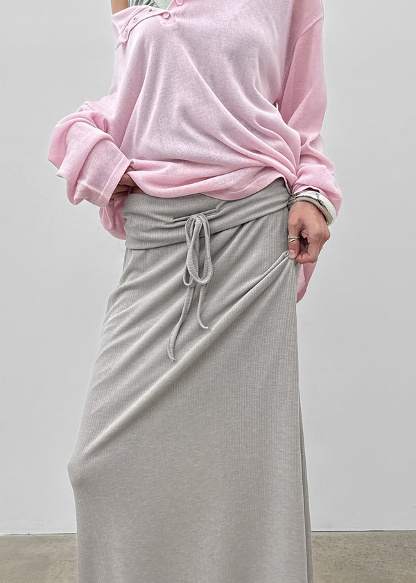 Koux ribbed folding long skirt