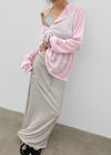 Koux ribbed folding long skirt