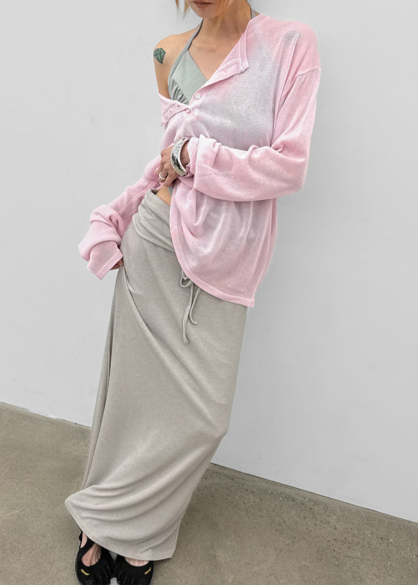 Koux ribbed folding long skirt