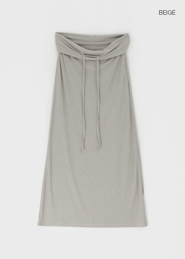 Koux ribbed folding long skirt