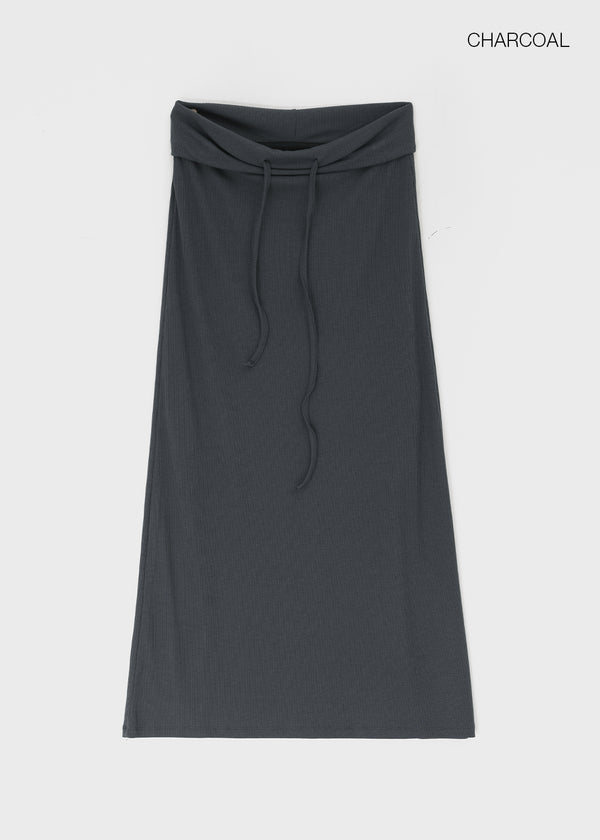 Koux ribbed folding long skirt