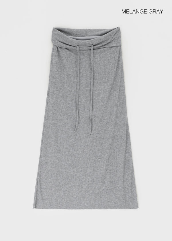 Koux ribbed folding long skirt