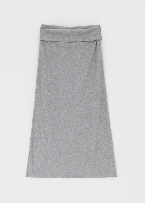 Koux ribbed folding long skirt