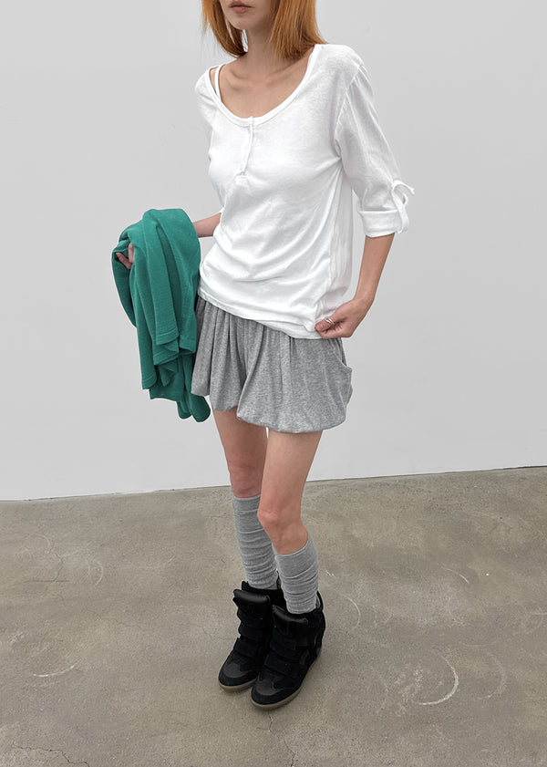 Swerve Henley Neck Rolled-up 3/4 Sleeve Tee