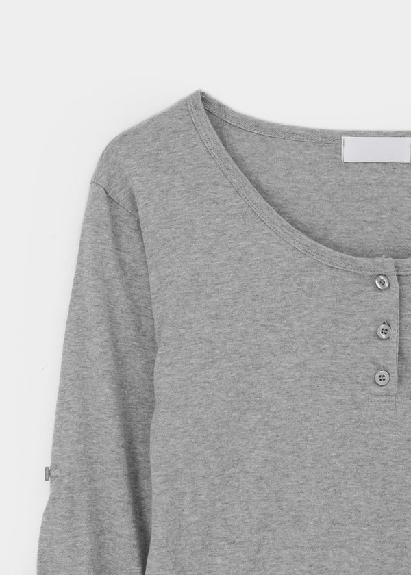 Swerve Henley Neck Rolled-up 3/4 Sleeve Tee