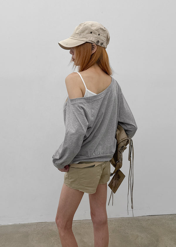 Bleak Off-shoulder 3/4 Sleeve Sweatshirt