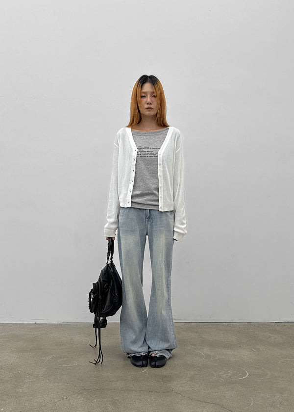 Gash Damaged Bootcut Denim Pants
