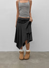 Clie shirred asymmetrical midi skirt