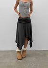 Clie shirred asymmetrical midi skirt