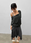 Mauve Tencel Button Batwing Short Sleeve T-shirt