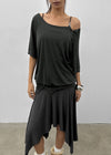 Mauve Tencel Button Batwing Short Sleeve T-shirt