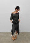 Mauve Tencel Button Batwing Short Sleeve T-shirt
