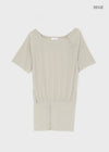 Mauve Tencel Button Batwing Short Sleeve T-shirt
