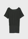 Mauve Tencel Button Batwing Short Sleeve T-shirt