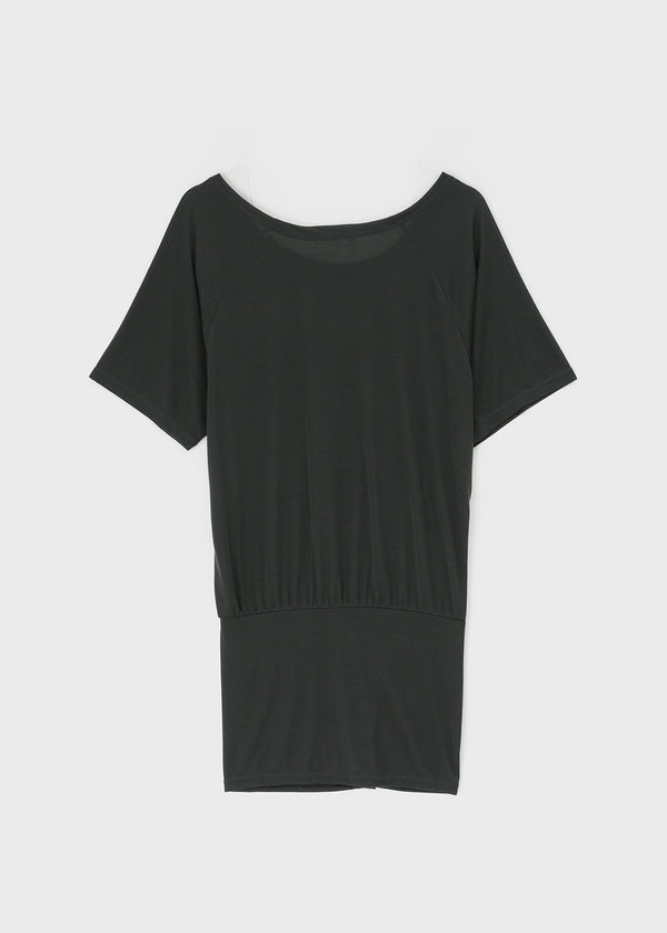 Mauve Tencel Button Batwing Short Sleeve T-shirt