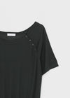 Mauve Tencel Button Batwing Short Sleeve T-shirt