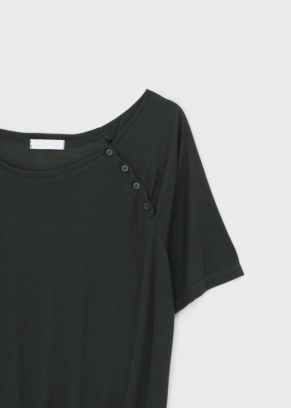 Mauve Tencel Button Batwing Short Sleeve T-shirt