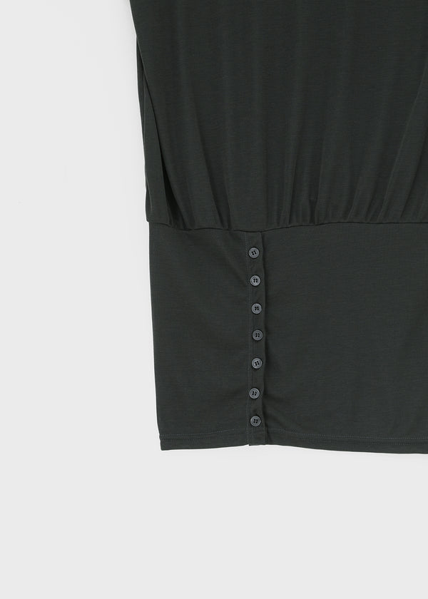 Mauve Tencel Button Batwing Short Sleeve T-shirt