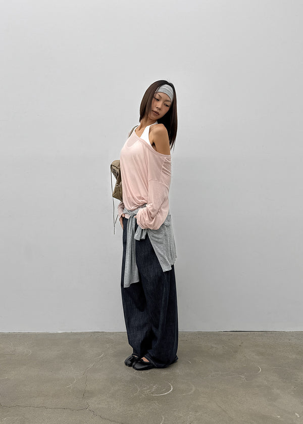 Bran back pocket balloon wide pants