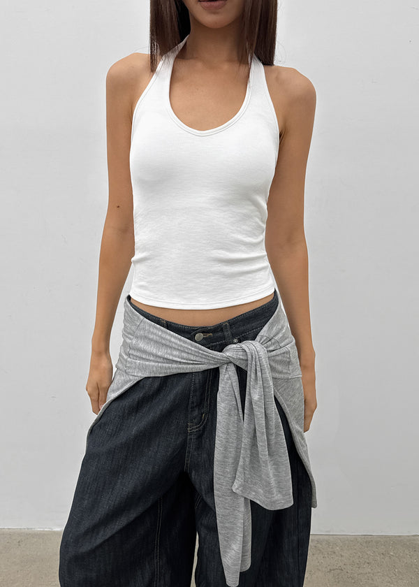 Ruetti Ribbed Halter Sleeveless (Built-in Cup)