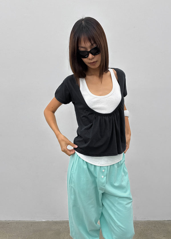 Kael Shirred Layered Short Sleeve Tee