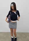 Feline Shirred Asymmetrical Button 3/4 Sleeveless