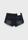 Lens low-waist distressed denim shorts