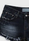 Lens low-waist distressed denim shorts